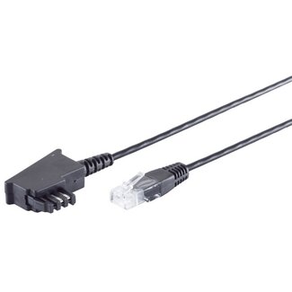 S-Impuls TAE-F RJ45 DSL/VDSL Telefonkabel | 2-adrig (8P2C) | Schwarz | 1,5 m