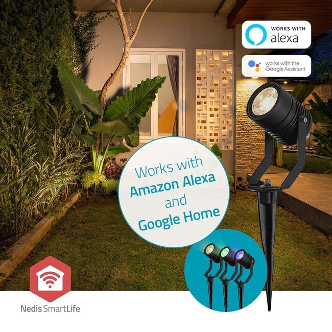 Nedis SmartLife Außenlampen-Set | 3 Spots mit Erdspieß | Zigbee | RGB + Warmweiß | IP65
