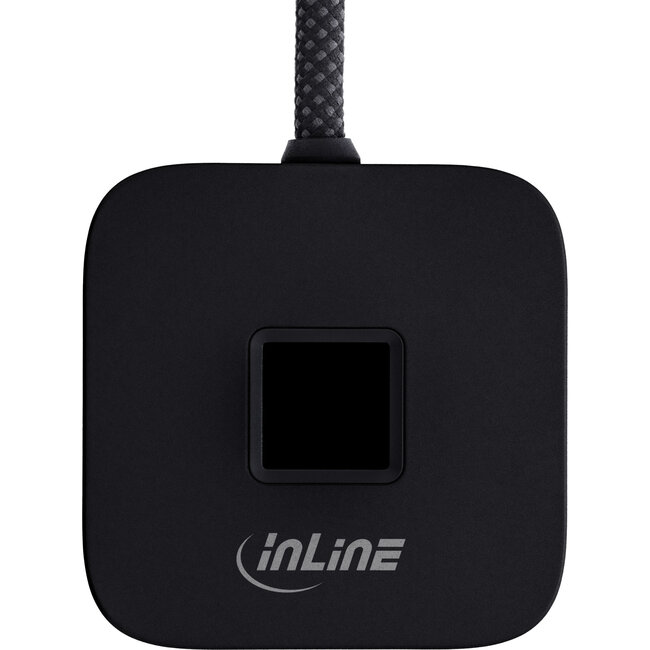 InLine® USB-Fingerabdruckscanner mit Hub, Windows Hello, 1,5 m, schwarz