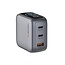 Verbatim USB-Ladegerät mit Display | 2x USB-C PD & 1x USB-A QC | inkl. USB-C Kabel | GaN | 65W | Grau