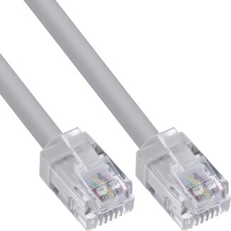 InLine RJ12 Telefonkabel | rund | Kupfer | grau | 10 Meter