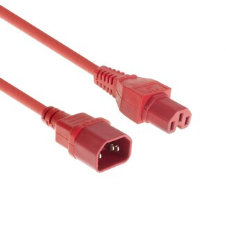 ACT C15 - C14 Stromkabel für UPS/PDU | 3x1,00mm² Gummi | Rot | 2,5 m