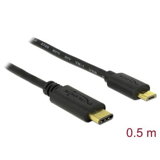 DeLOCK Delock USB Type-C™ 2.0 Stecker > USB 2.0 Micro-B Stecker Kabel 0,5 m Schwarz