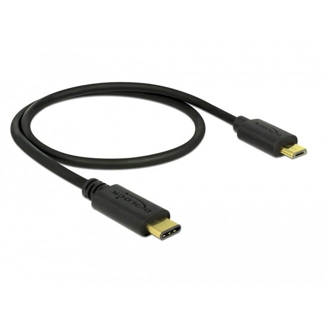 Delock USB Type-C™ 2.0 Stecker > USB 2.0 Micro-B Stecker Kabel 0,5 m Schwarz