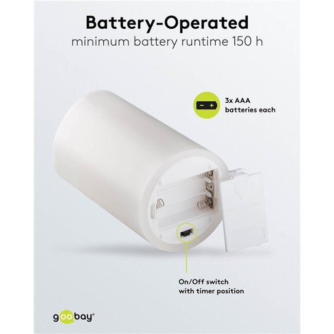 Goobay LED-Kerzenset | 3 Stück | Timerfunktion | Weiß | IP20