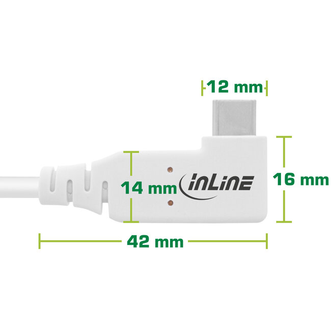InLine® USB4-Kabel, USB-C, einseitig gewinkelt, PD 240W, 8K60Hz, TPE, weiß, 2m