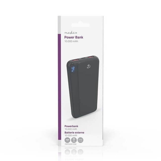 Nedis Powerbank | 1x USB-C PD 20W + 2x USB-A QC 18W | 10.000 mAh