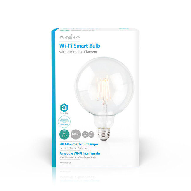Nedis SmartLife Wi-Fi LED-Filamentlampe E27 G125 warmweiß klar