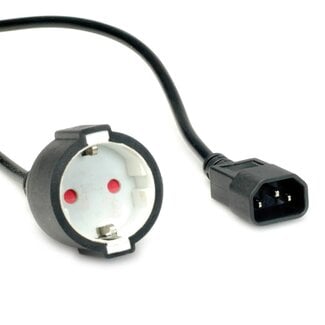 Value C14 - CEE 7/3 Stromkabel für UPS/PDU | 3x 1,50mm² | Schwarz | 0,30 m
