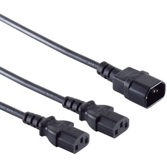 S-Impuls 2x C13-C14 Y-Stromkabel | 1m + 2x 0,80m | 3x 1,00mm² | Schwarz | 1,8m