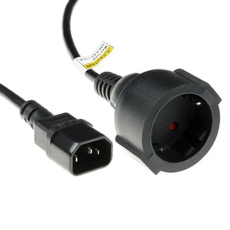 S-Impuls C14 - CEE 7/3 Stromkabel für UPS/PDU | 3x 1,00mm² | Schwarz | 0,20 m