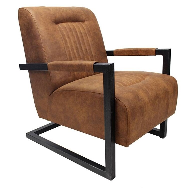 Industriële fauteuil Austin cognac microvezel