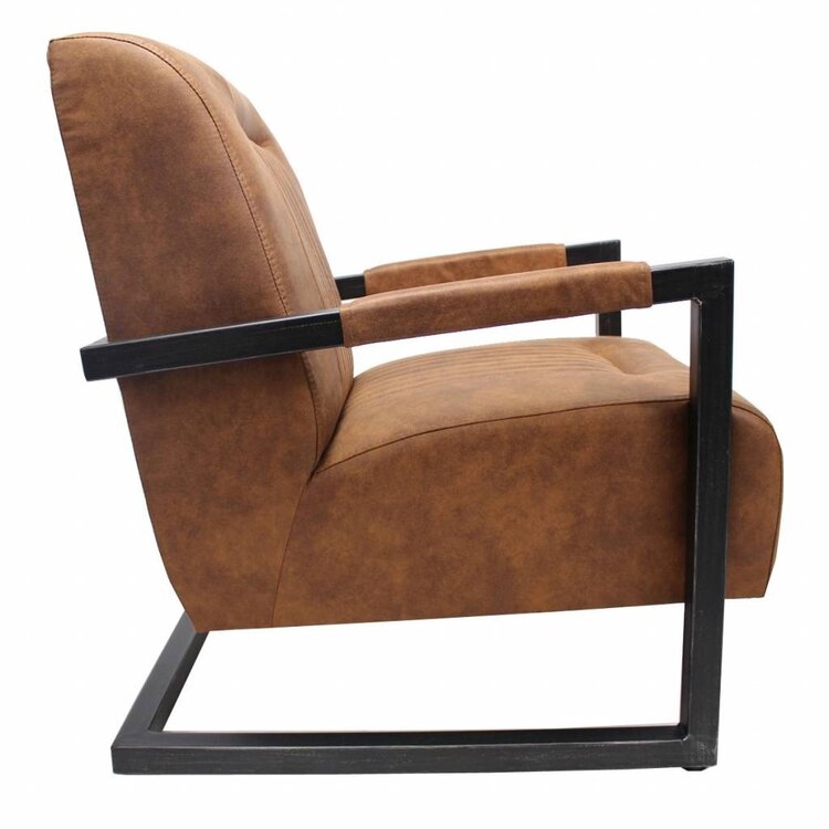 Industriële fauteuil Austin cognac microvezel