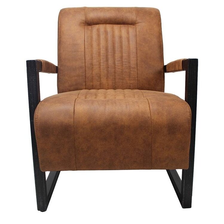 Industriële fauteuil Austin cognac microvezel