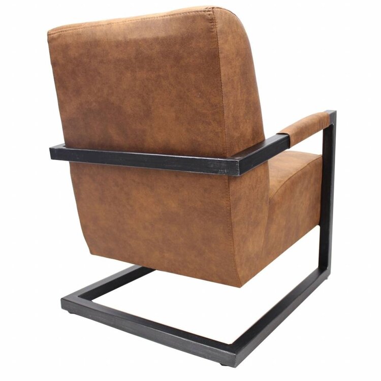Industriële fauteuil Austin cognac microvezel