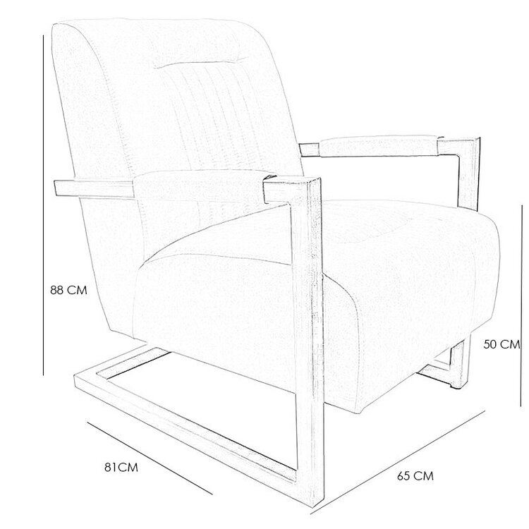 Industriële fauteuil Austin cognac microvezel