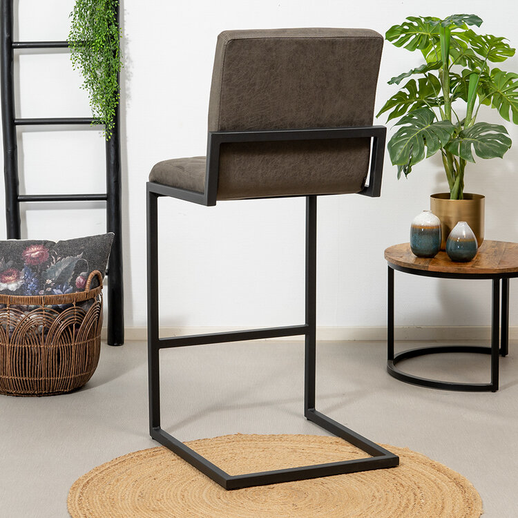 Industriële barkruk Diamond antraciet eco-leer 79 cm