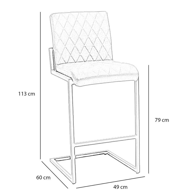 Industriële barkruk Diamond antraciet eco-leer 79 cm
