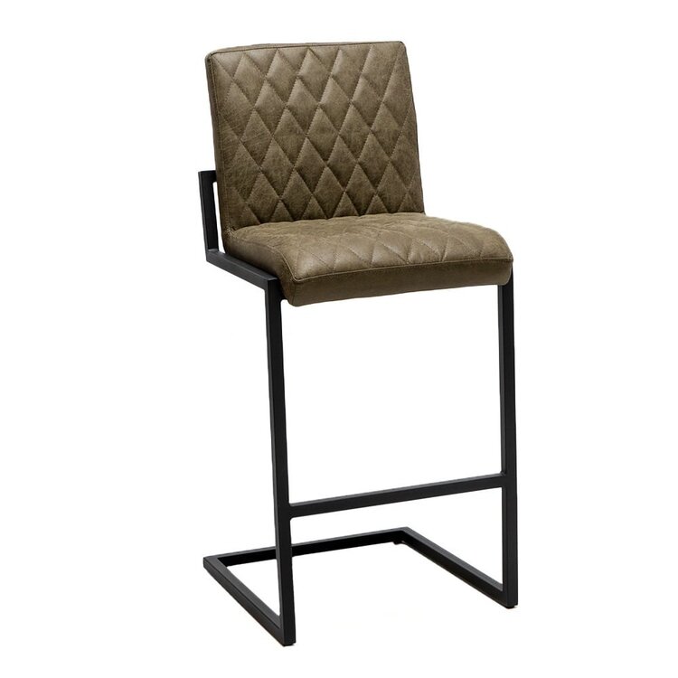 Industriële barkruk Diamond olijfgroen eco-leer 79 cm