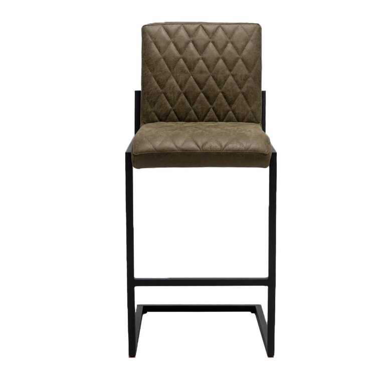 Industriële barkruk Diamond olijfgroen eco-leer 79 cm