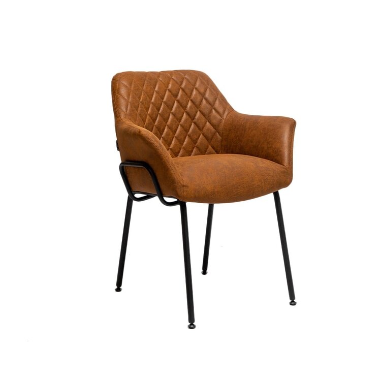 Industriële eetkamerstoel Club cognac eco-leer