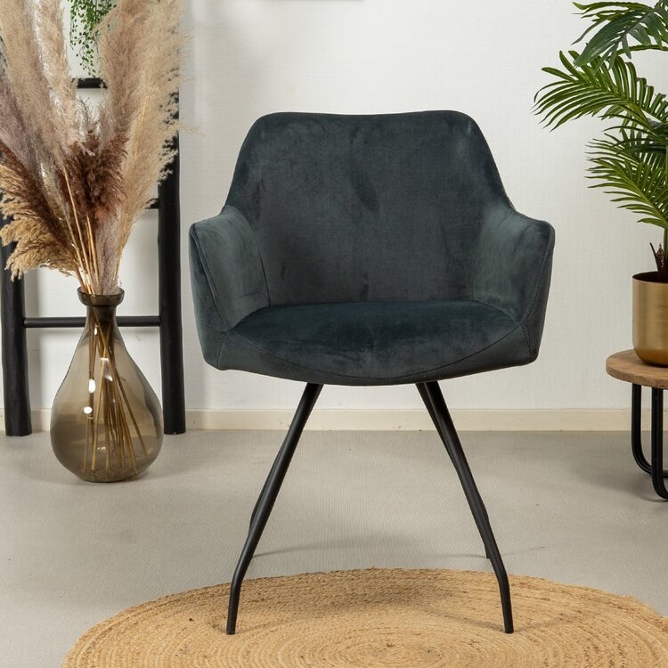 Velvet eetkamerstoel Nelly antraciet