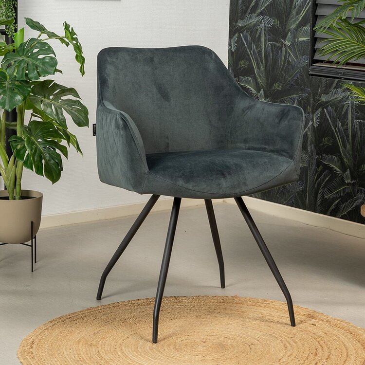 Velvet eetkamerstoel Nelly antraciet