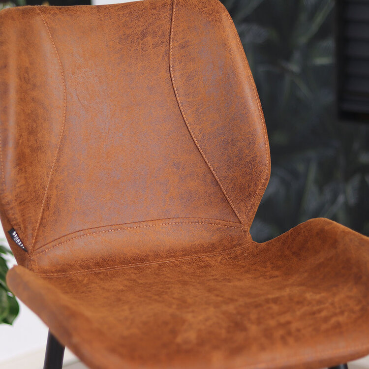 Industriële barkruk Barrel cognac eco-leer 69 cm