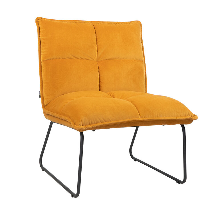 Velvet fauteuil Malaga okergeel