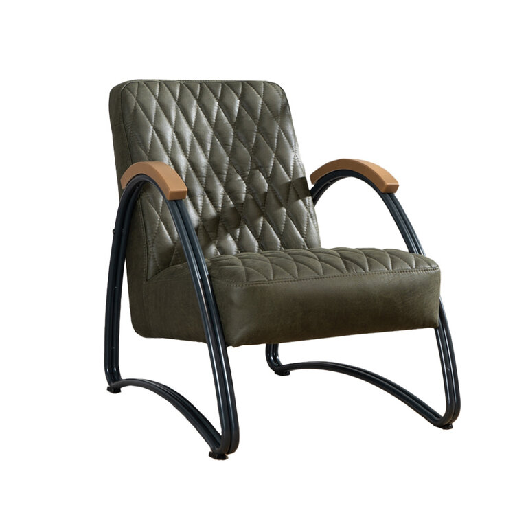 Industriële fauteuil Ivy eco-leer olijfgroen