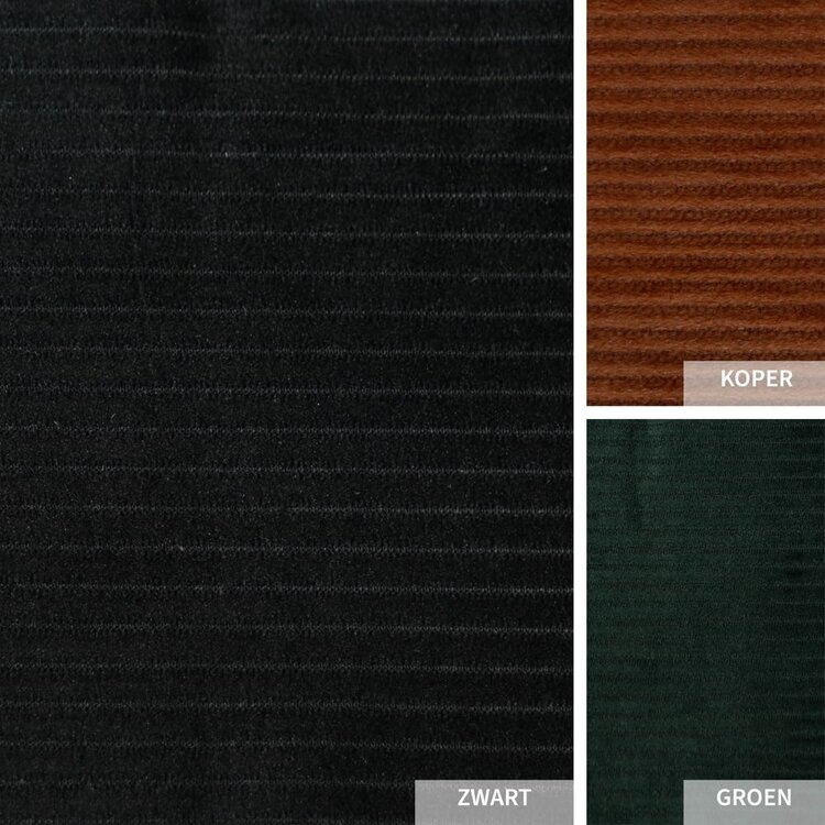 Eetkamerstoel draaibaar Luna ribstof zwart