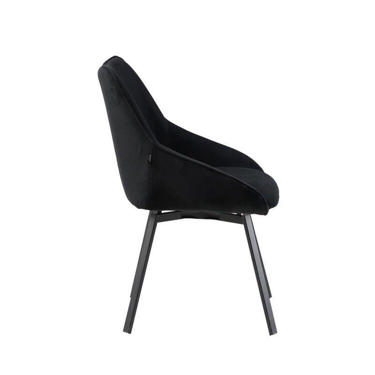 Eetkamerstoel draaibaar Luna ribstof zwart