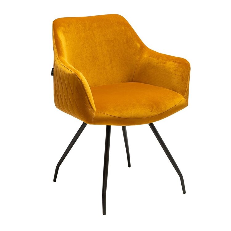 Velvet eetkamerstoel Nelly okergeel