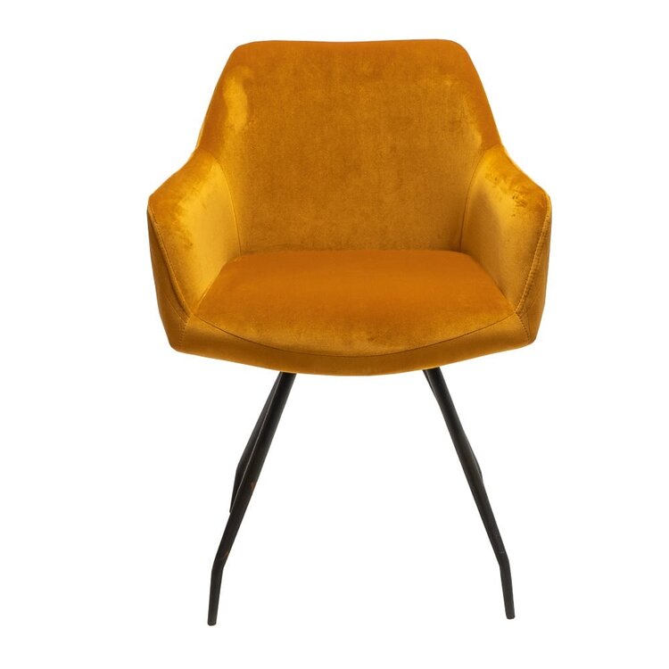 Velvet eetkamerstoel Nelly okergeel