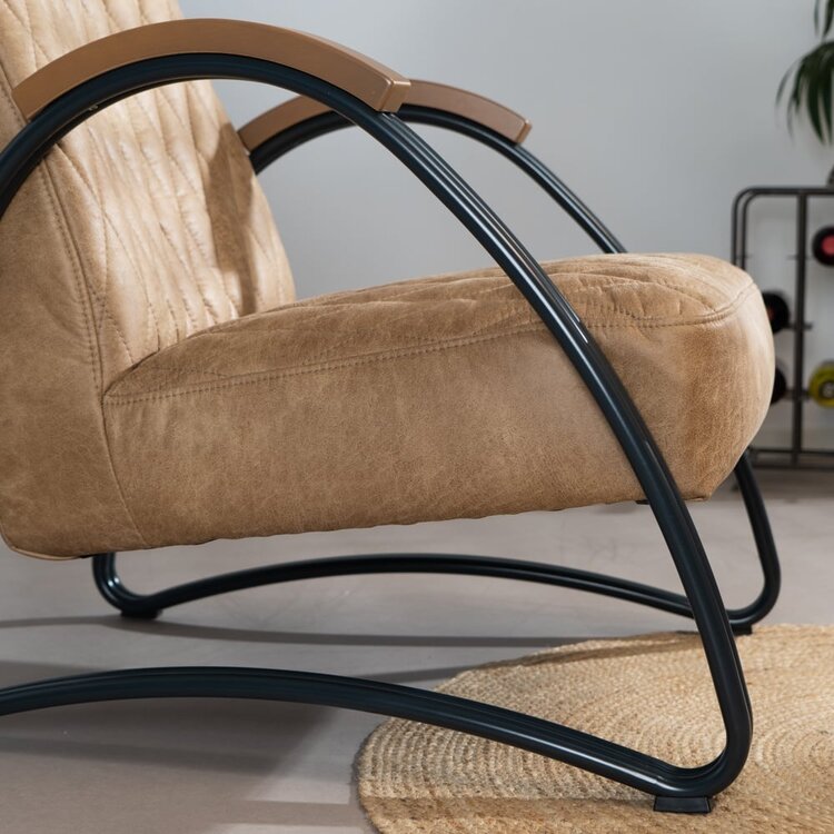 Industriële fauteuil Ivy eco-leer beige