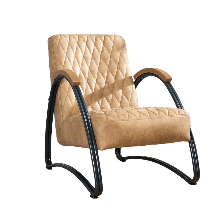 Industriële fauteuil Ivy eco-leer beige