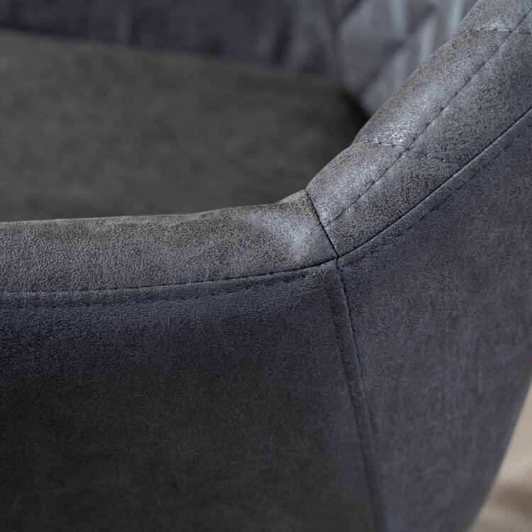 Industriële eetkamerstoel Dex  draaibaar antraciet eco-leer