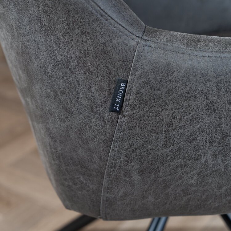 Industriële eetkamerstoel Dex  draaibaar antraciet eco-leer