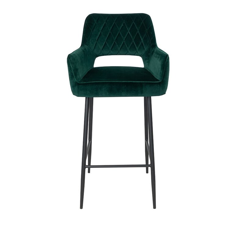 Velvet barkruk Mika donkergroen 78 cm