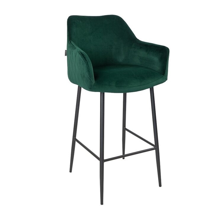 Velvet barkruk Nelly donkergroen 78 cm