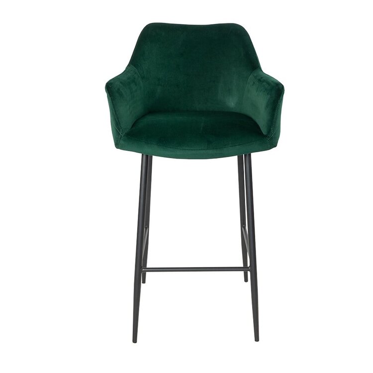 Velvet barkruk Nelly donkergroen 78 cm