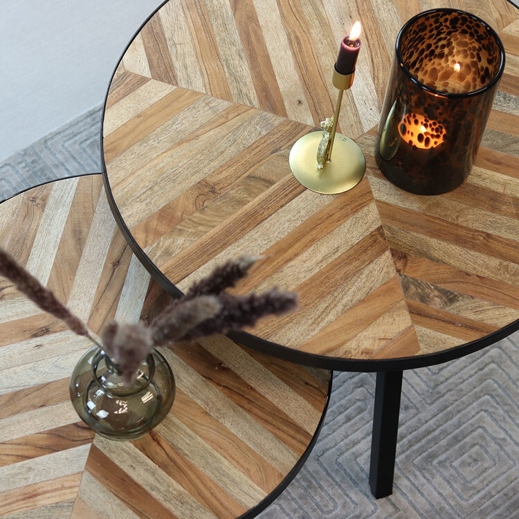 Industriële salontafel set Bronco mangohout (2 stuks)