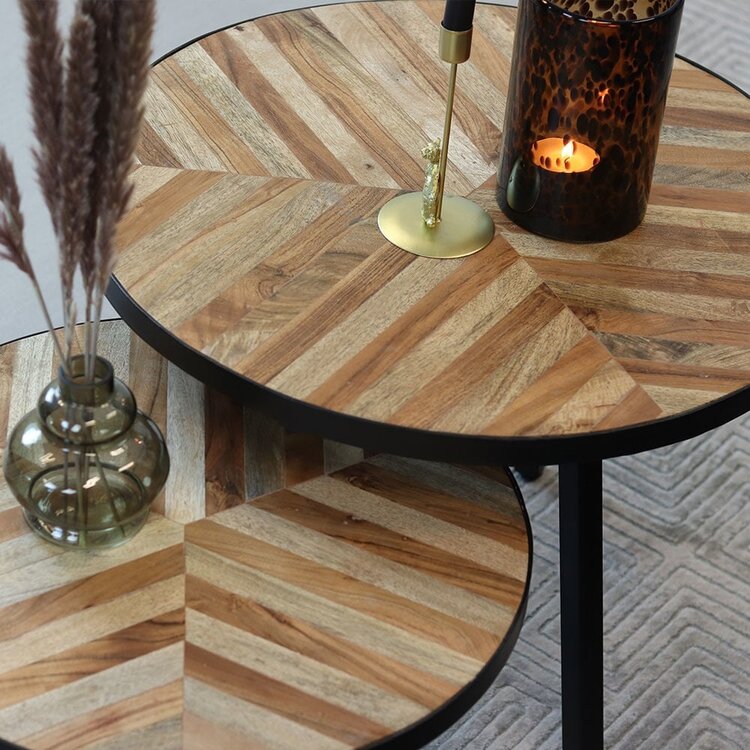 Industriële salontafel set Bronco mangohout (2 stuks)