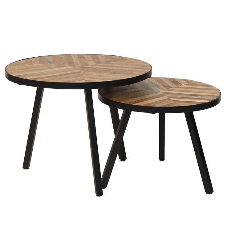 Industriële salontafel set Bronco mangohout (2 stuks)