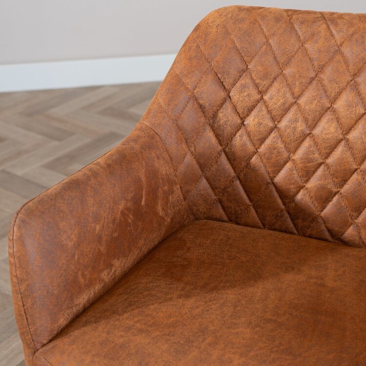 Eetkamerstoel met wieltjes Levi cognac eco-leer