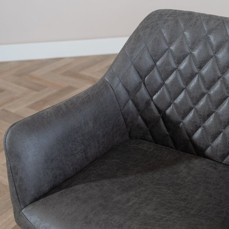 Eetkamerstoel met wieltjes Levi antraciet eco-leer