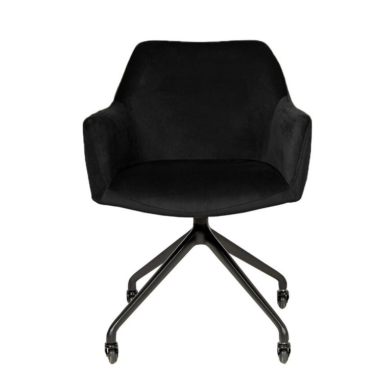 Eetkamerstoel met wieltjes Quinn zwart velvet