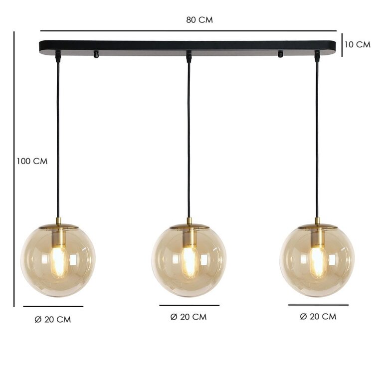 Hanglamp Mariel 3-lichts Amber