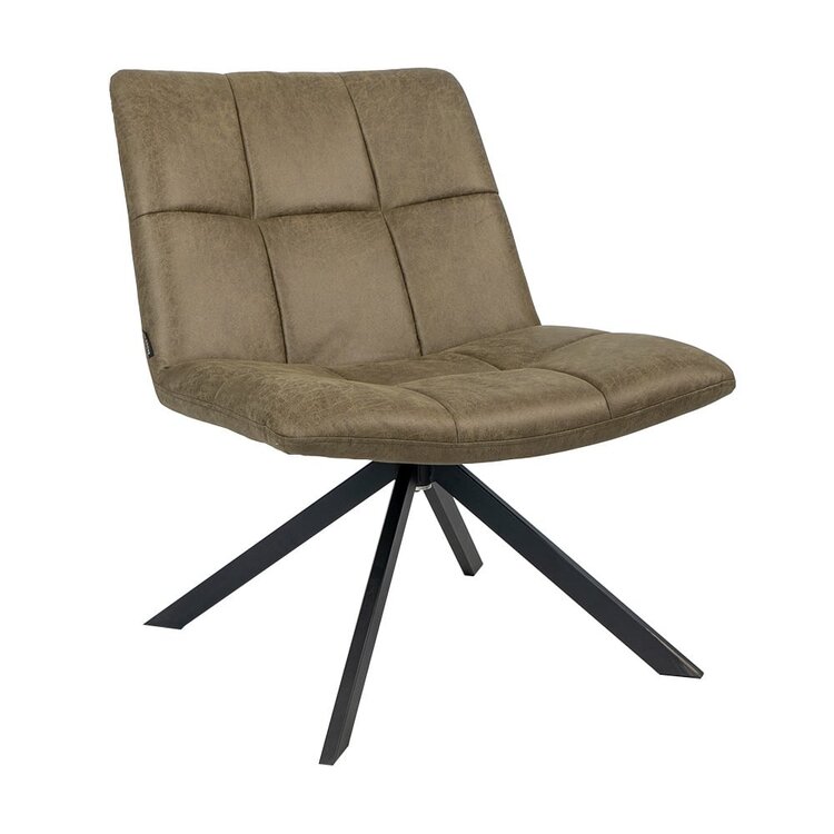 Industriële fauteuil Eevi olijfgroen eco-leer