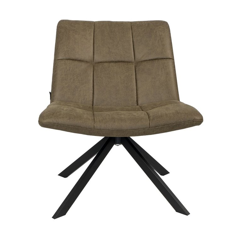 Industriële fauteuil Eevi olijfgroen eco-leer